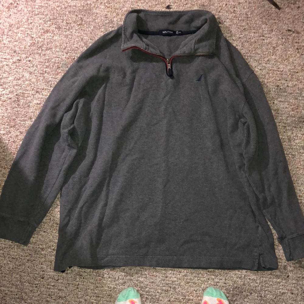 Men’s nautica brand long sleeve grey sweater half zip